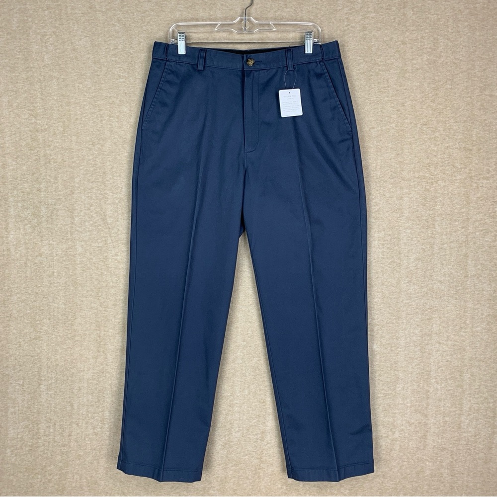 L.L.Bean Double L Chinos 34x29 Blue Flat Front Natural Fit Hidden Comfort